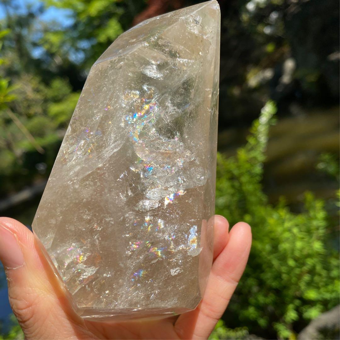 たっぷり虹　天然　非加熱　ナチュラルシトリン　原石カット　フリーフォーム