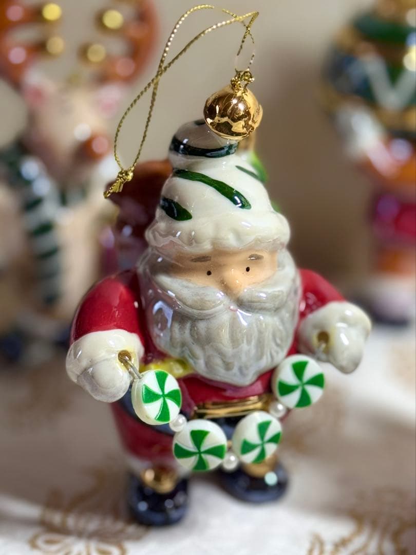 5体セットの可愛い陶器製クリスマスオーナメント