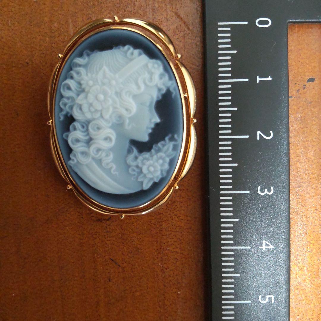カメオ　ブローチ　ペンダントトップ　K18