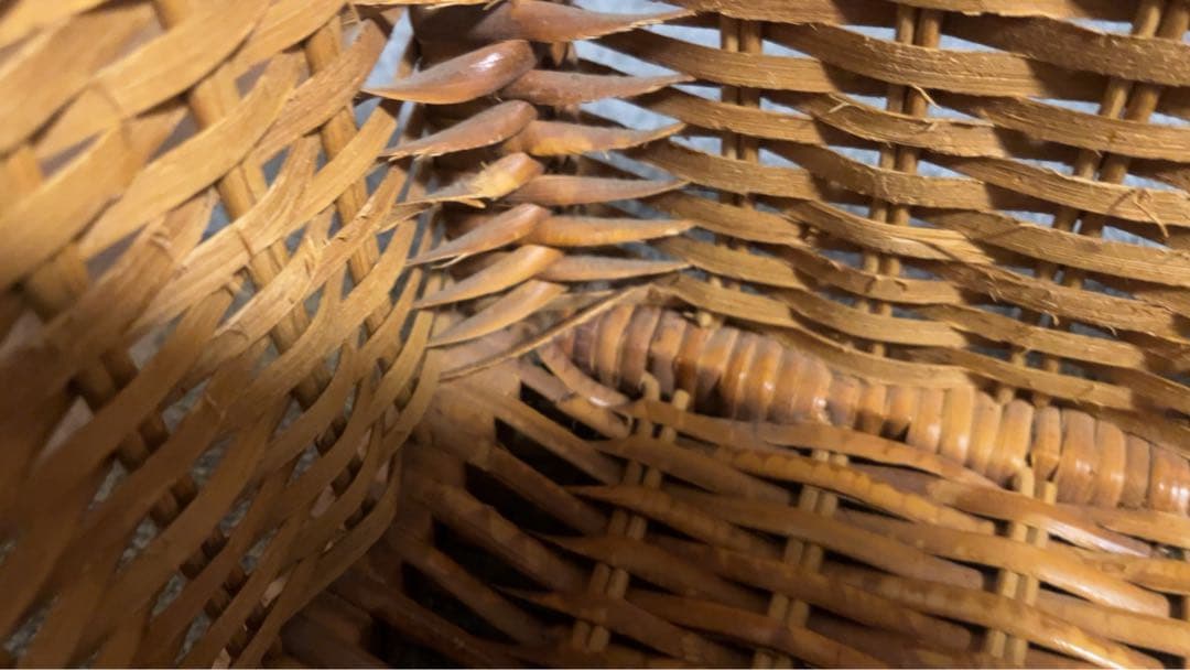 籐製 5段ラック収納ボックス アンティーク 送料元払い(直接引取-¥8,600)