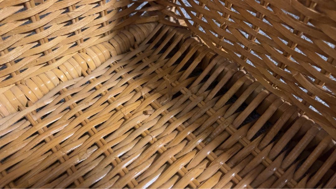 籐製 5段ラック収納ボックス アンティーク 送料元払い(直接引取-¥8,600)