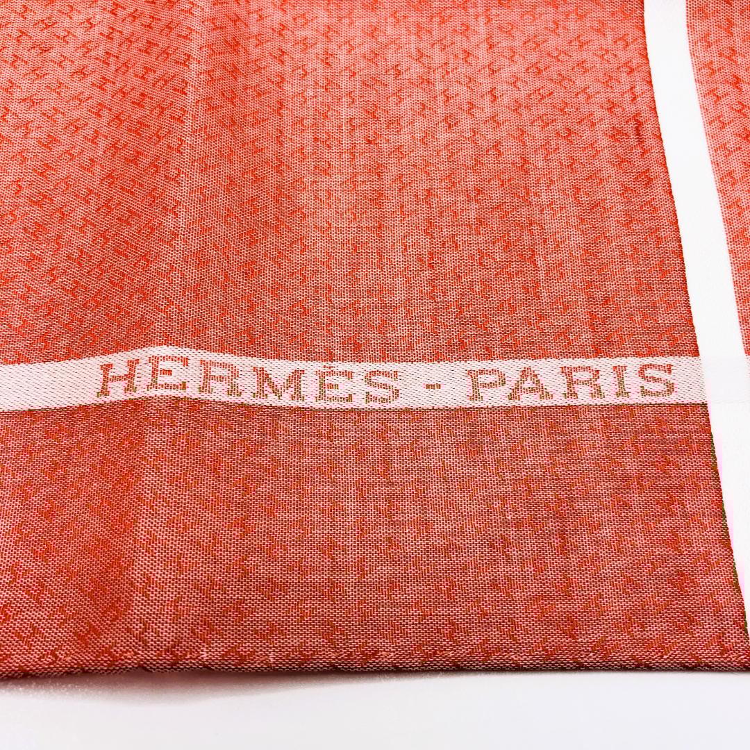 未使用 HERMES エルメス ハンカチ H柄 オレンジ系 45x45cm