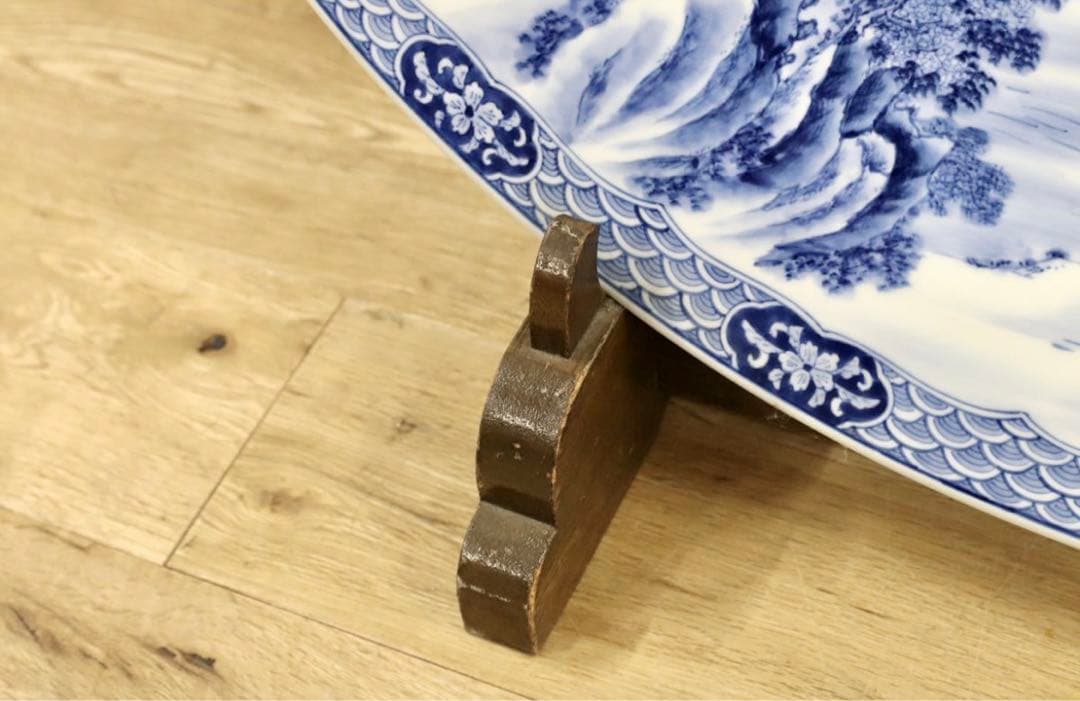 GMGH69○有田焼 神右衛門 最高級 大皿 飾皿 伝統工芸品 山水絵 大作