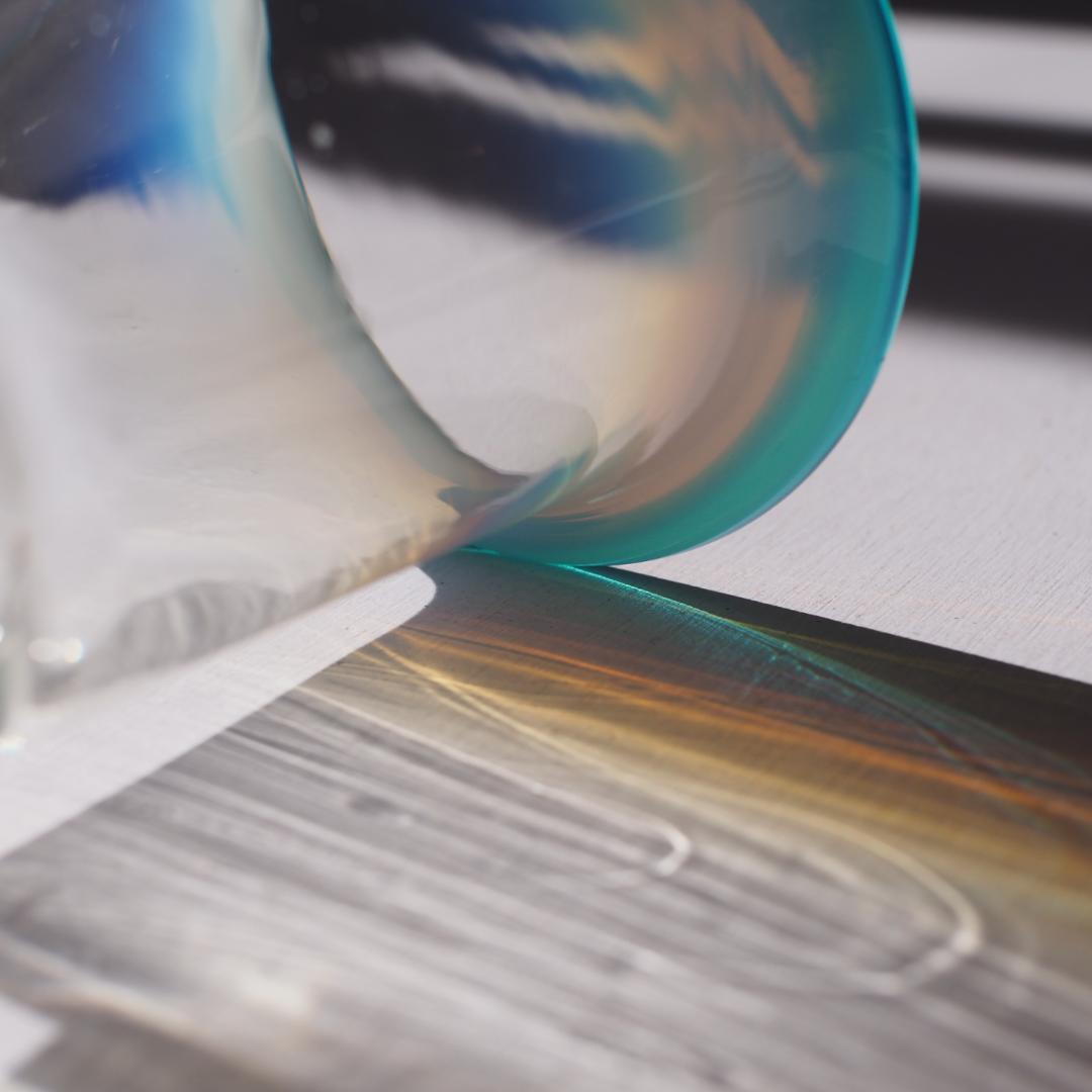 氷コップ ベル型 乳白ぼかし 青 / 明治 大正