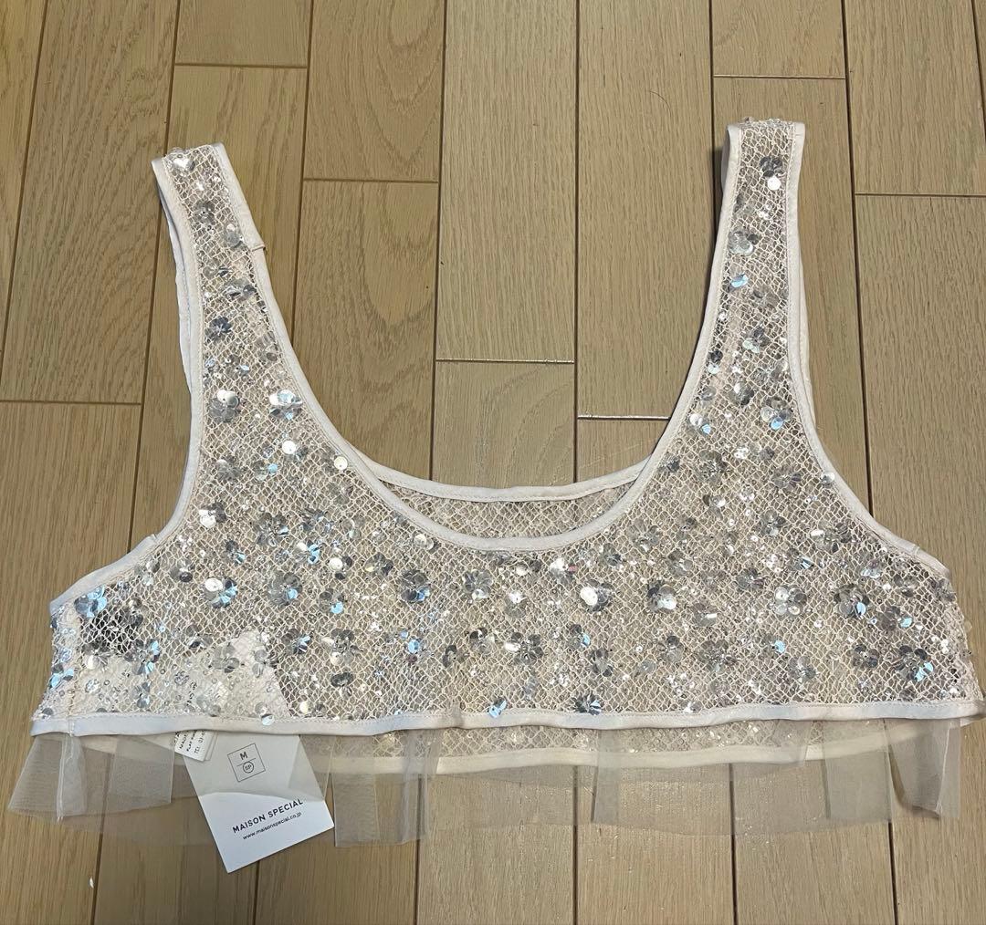 【未使用品】MaisonSpecial ビーズビスチェ キャミソール トップス