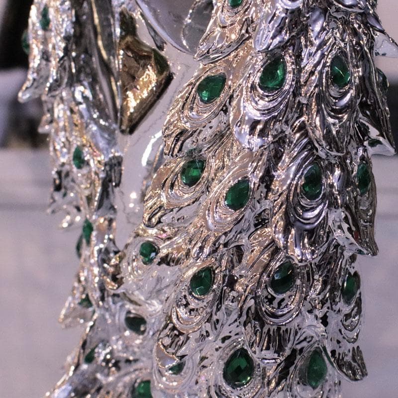 シルバー孔雀 ピーコック オブジェ 卓上インテリア 143-138-040