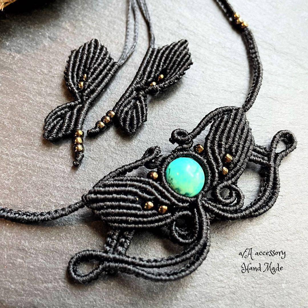 301 「butterfly」　マクラメチョーカー　ターコイズ