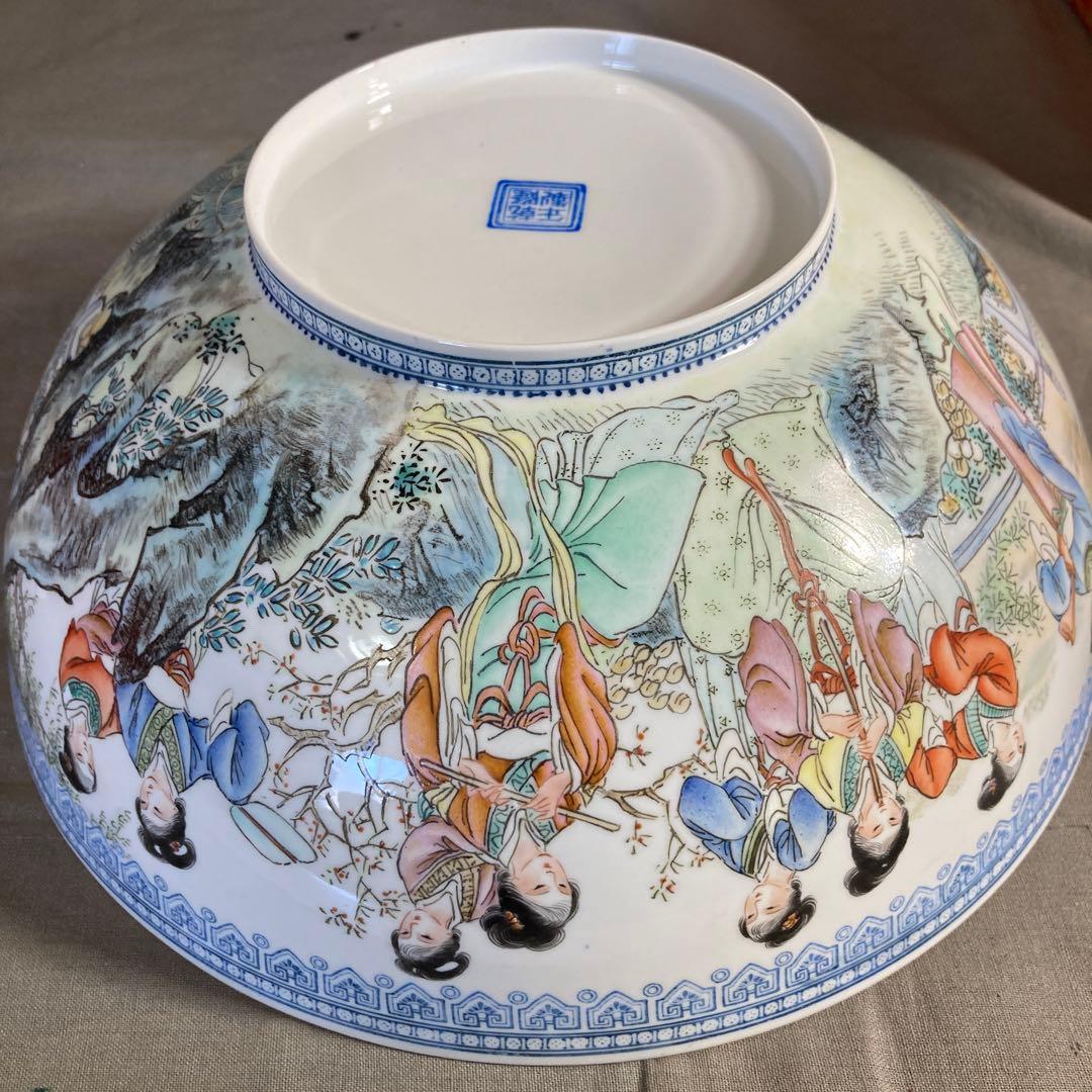 【景徳鎮製】景徳鎮の伝統　中国の名窯　乾隆年製　錦宮廷女官図　極薄胎　大鉢