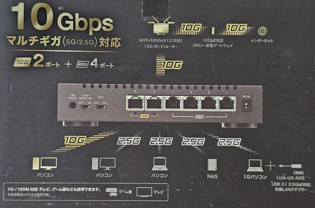 BUFFALO 10Gbps LXW-10G2/2G4 スイッチングハブ　新品