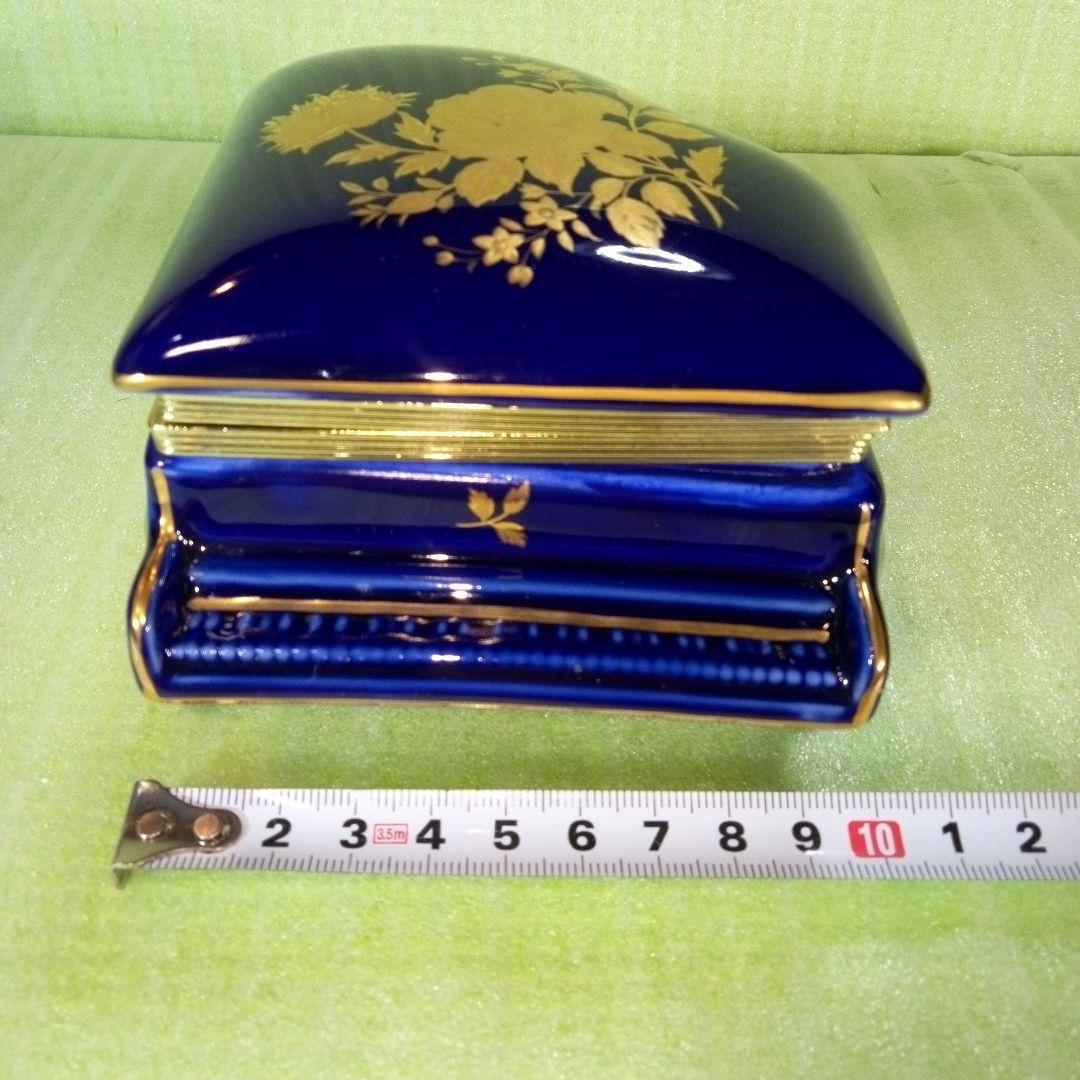 青いピアノ型オルゴール　花柄　KATO KOGEI　グリーンスリーブス　レア