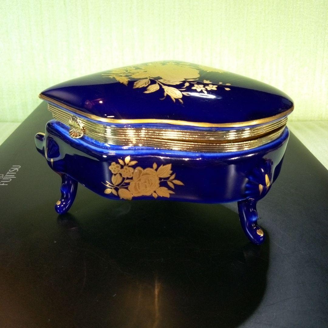 青いピアノ型オルゴール　花柄　KATO KOGEI　グリーンスリーブス　レア