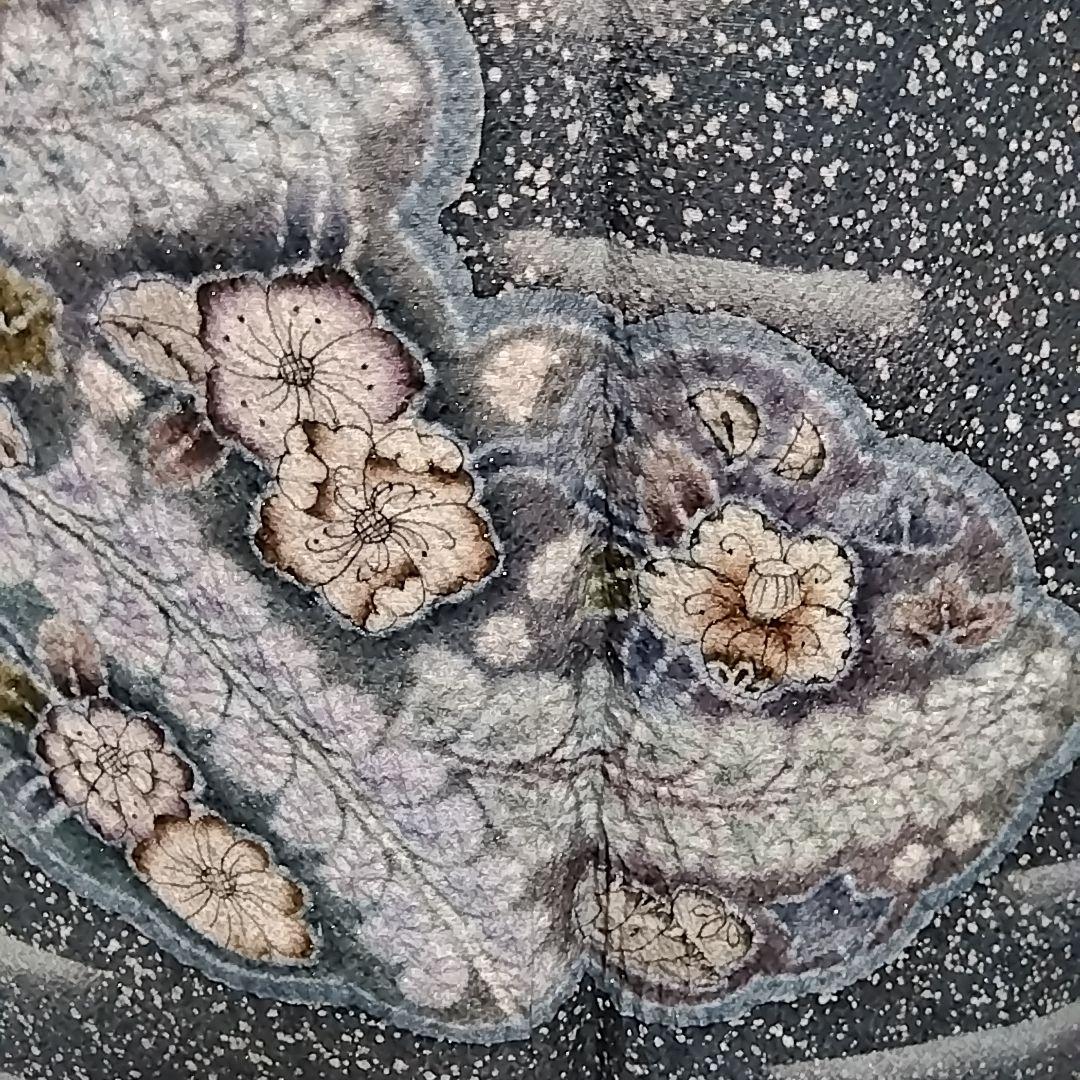 樋熊哲也 紺 青 辻ケ花 辻ヶ花 袋帯 セット 辻が花 作家物 落款 絞り金通し