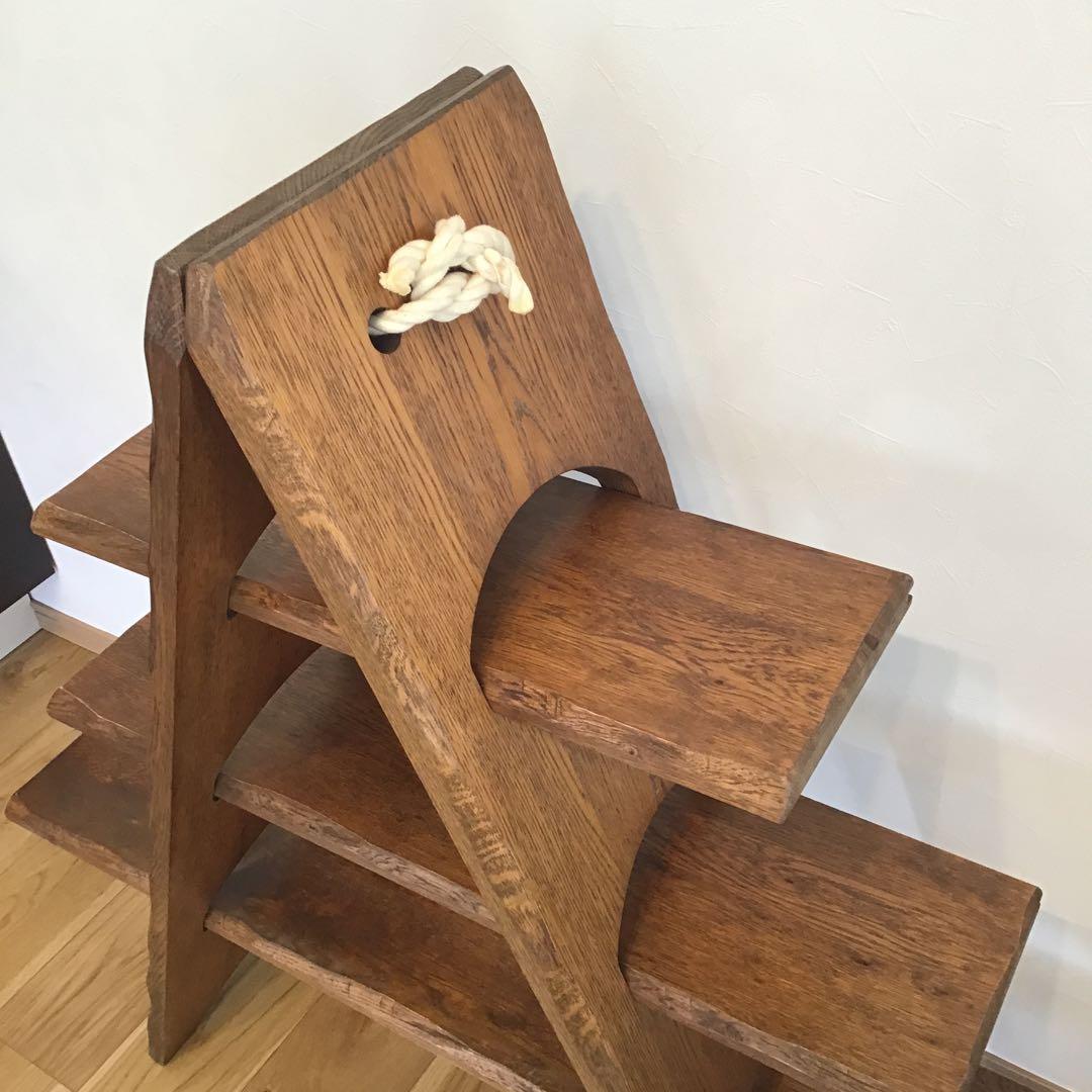 木製三角形ラック 3段 ブラウン