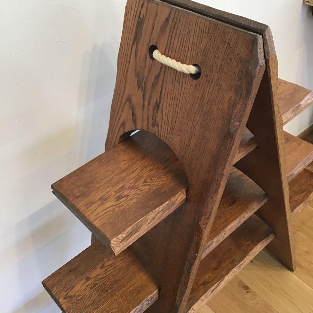 木製三角形ラック 3段 ブラウン