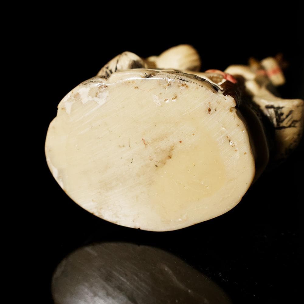 マンモスの牙風　賢人　精密色彩　桃寿　東洋彫刻　仏像　中国　古玩　美術品　七福神