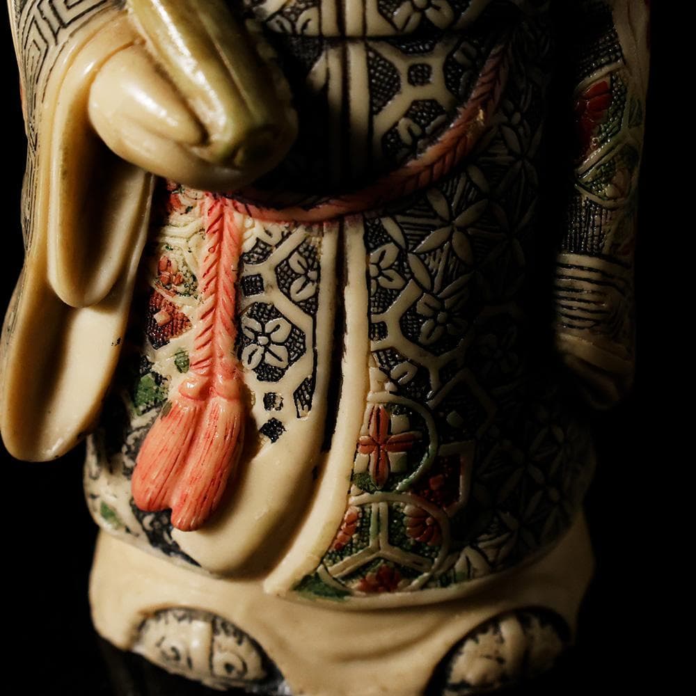 マンモスの牙風　賢人　精密色彩　桃寿　東洋彫刻　仏像　中国　古玩　美術品　七福神
