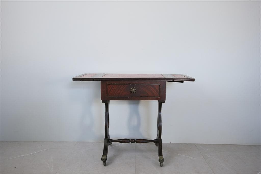 英国アンティーク木製ドロップリーフソファテーブル/折畳机バタフライ(92-281