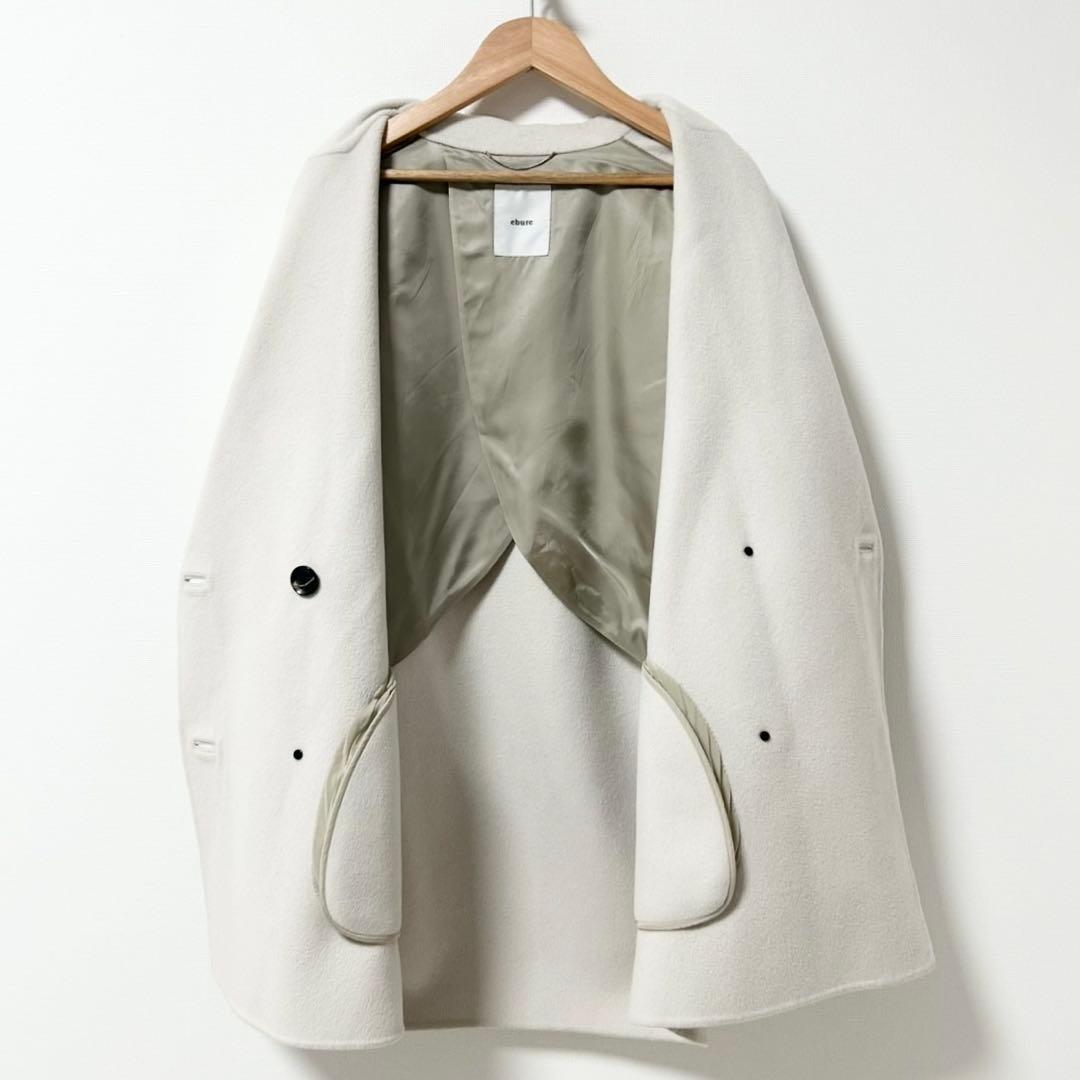 ebure super120 ダブルビーバーダブルオーバーコート　オフホワイト