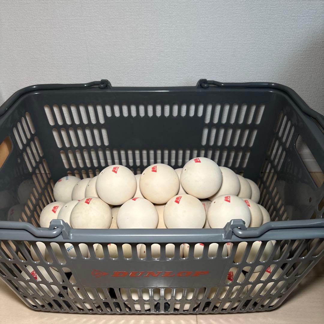 【早い者勝ち】ソフトテニス ボール アカエム 50球 美品 カゴ付き