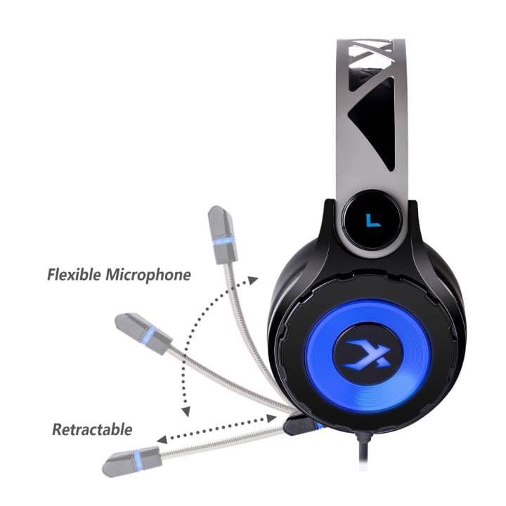 プロ ゲーミングヘッドセット 高音質 360度 調整可能マイク付き