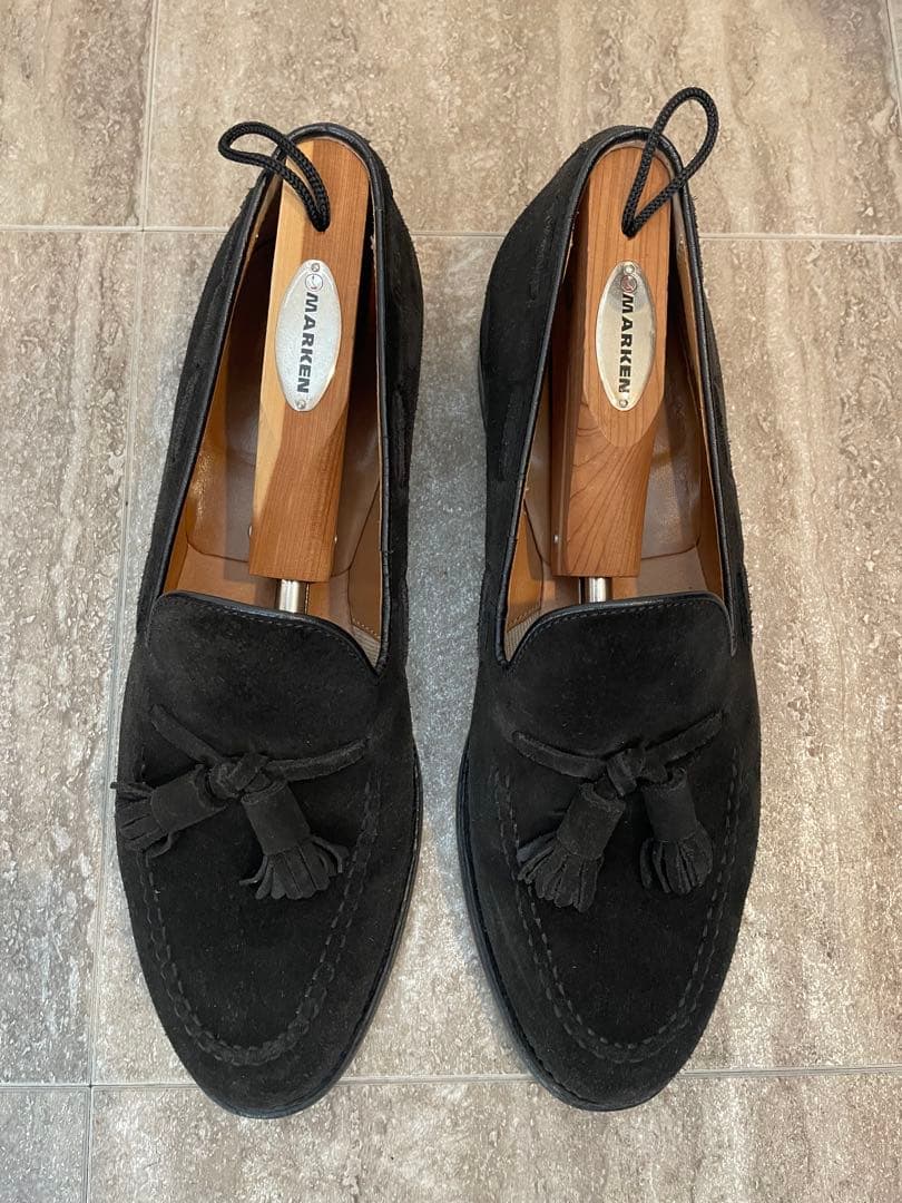 箱付　ブラック スエード タッセルローファー