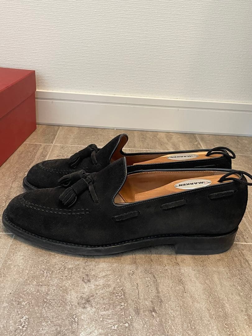 箱付　ブラック スエード タッセルローファー