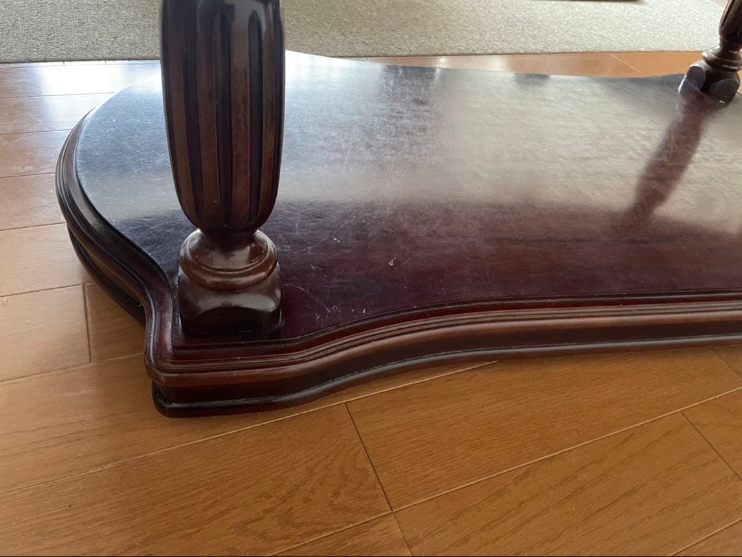 old karimoku オールドカリモク オーバル型ローテーブル　大理石調