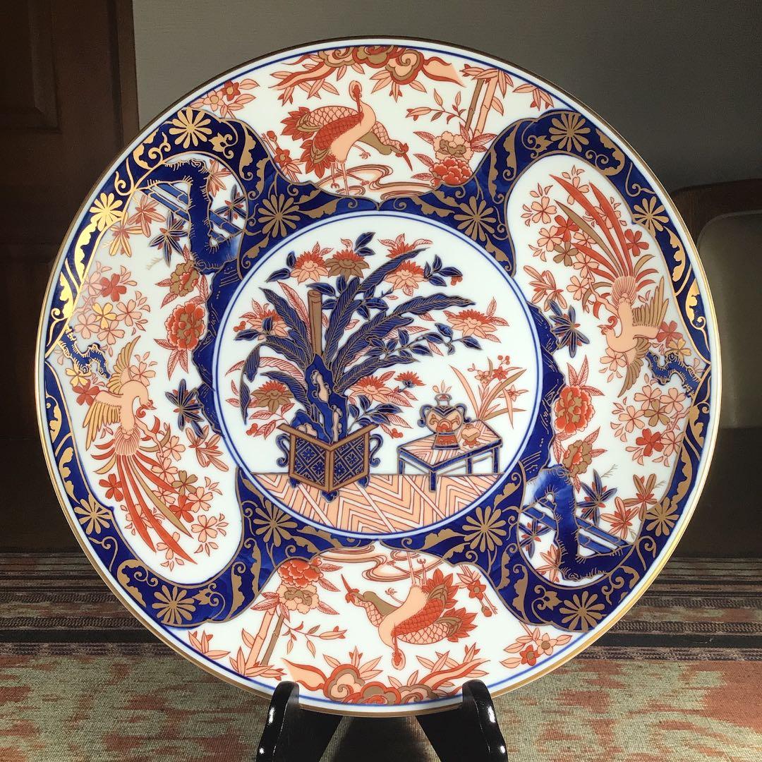 『フォロうー特価』　弥左衛門　金彩　飾り皿　特大サイズ　皿立て付き