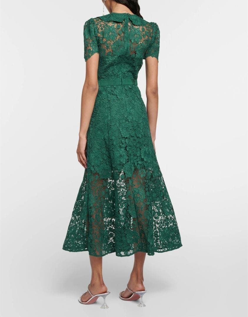 ジ*ン様 セルフポートレイト ワンピース コードレース グリーン UK8 未使用