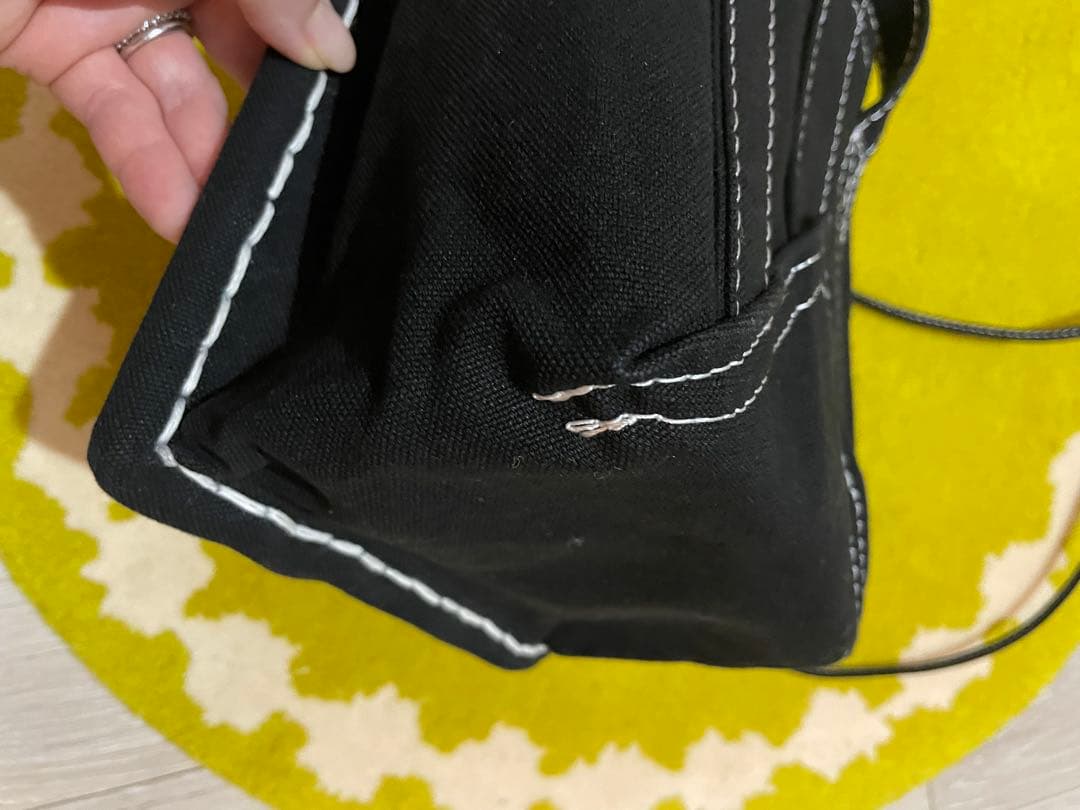 ebagos かご袋ショルダー　 防水キャンバス×紅籐 BLACK