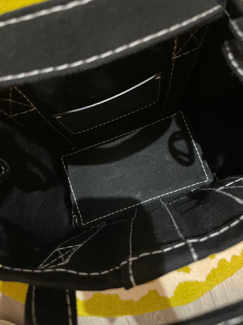 ebagos かご袋ショルダー　 防水キャンバス×紅籐 BLACK