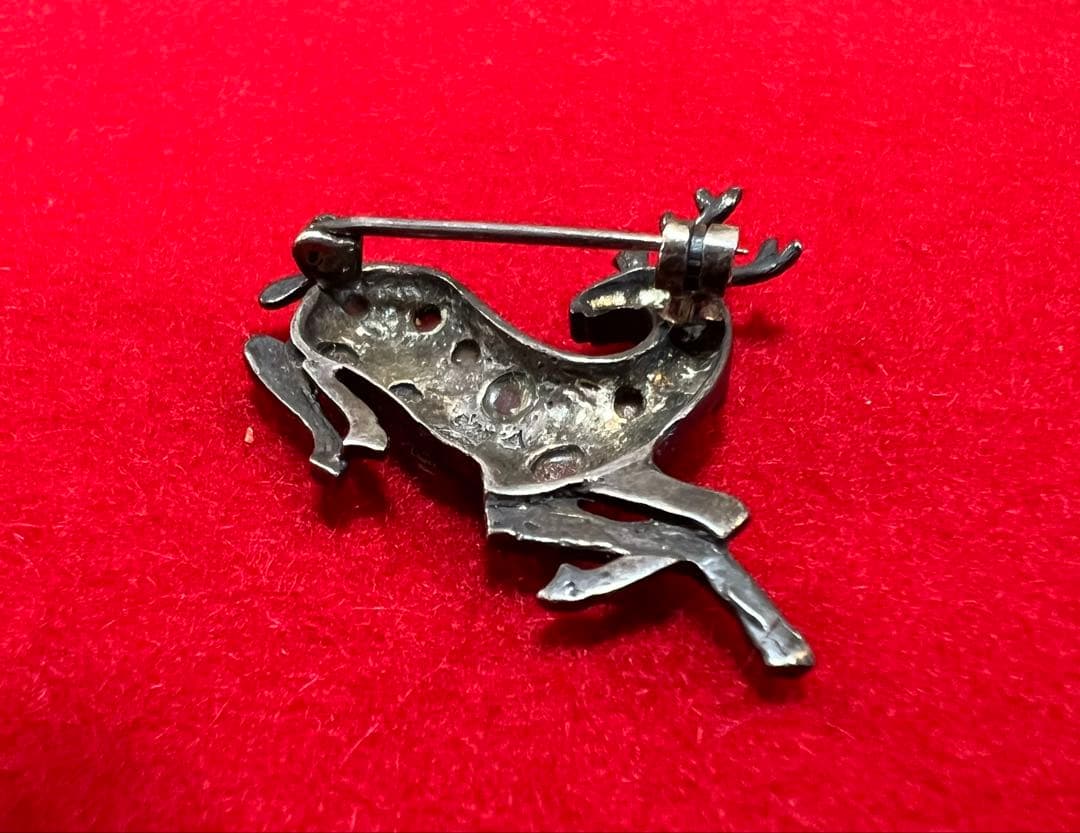 ブローチ アクセサリー　トナカイ寶石鹿925刻印 銀SILVER Brooch