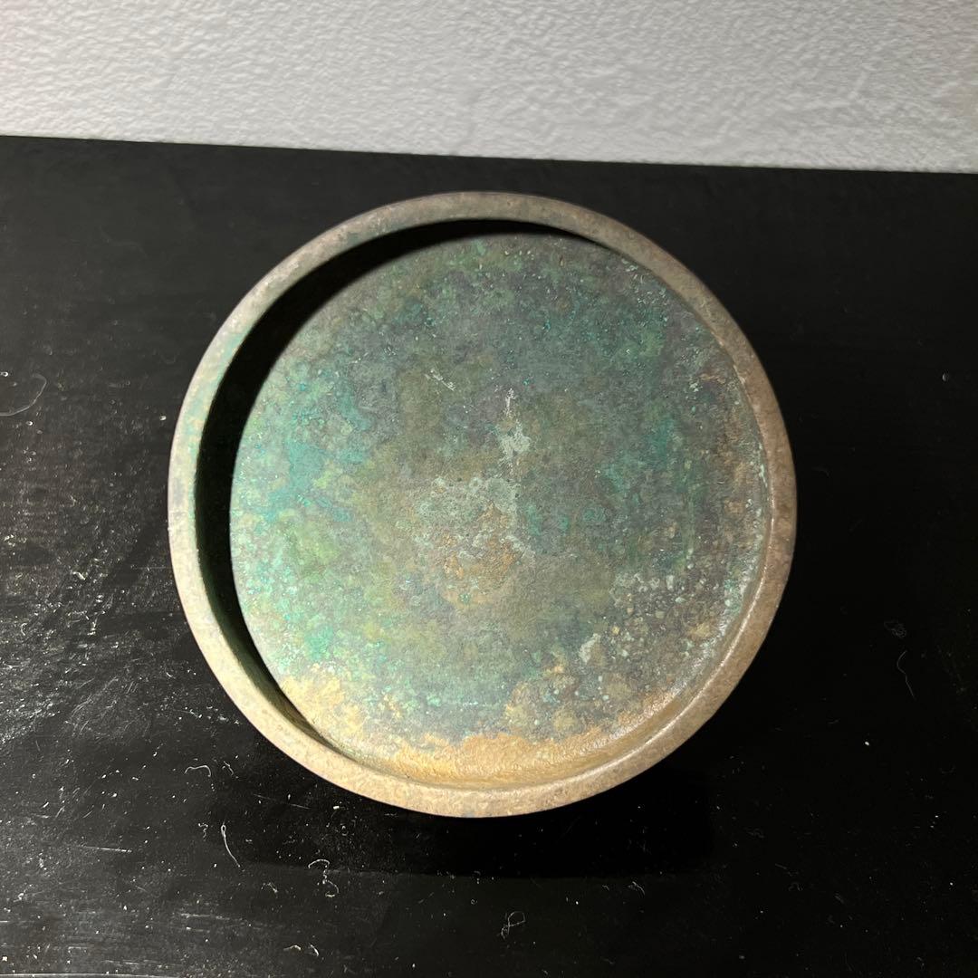 【骨董品】三足沖天耳香炉　銅製