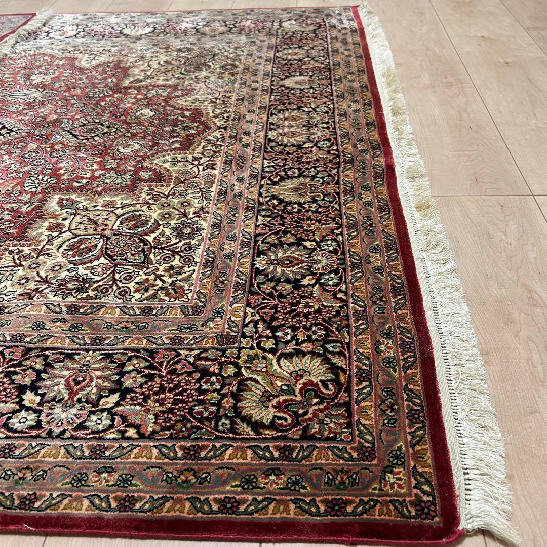 トルコ絨毯　手織り　シルク100% ヴィンテージラグ　189x122㎝