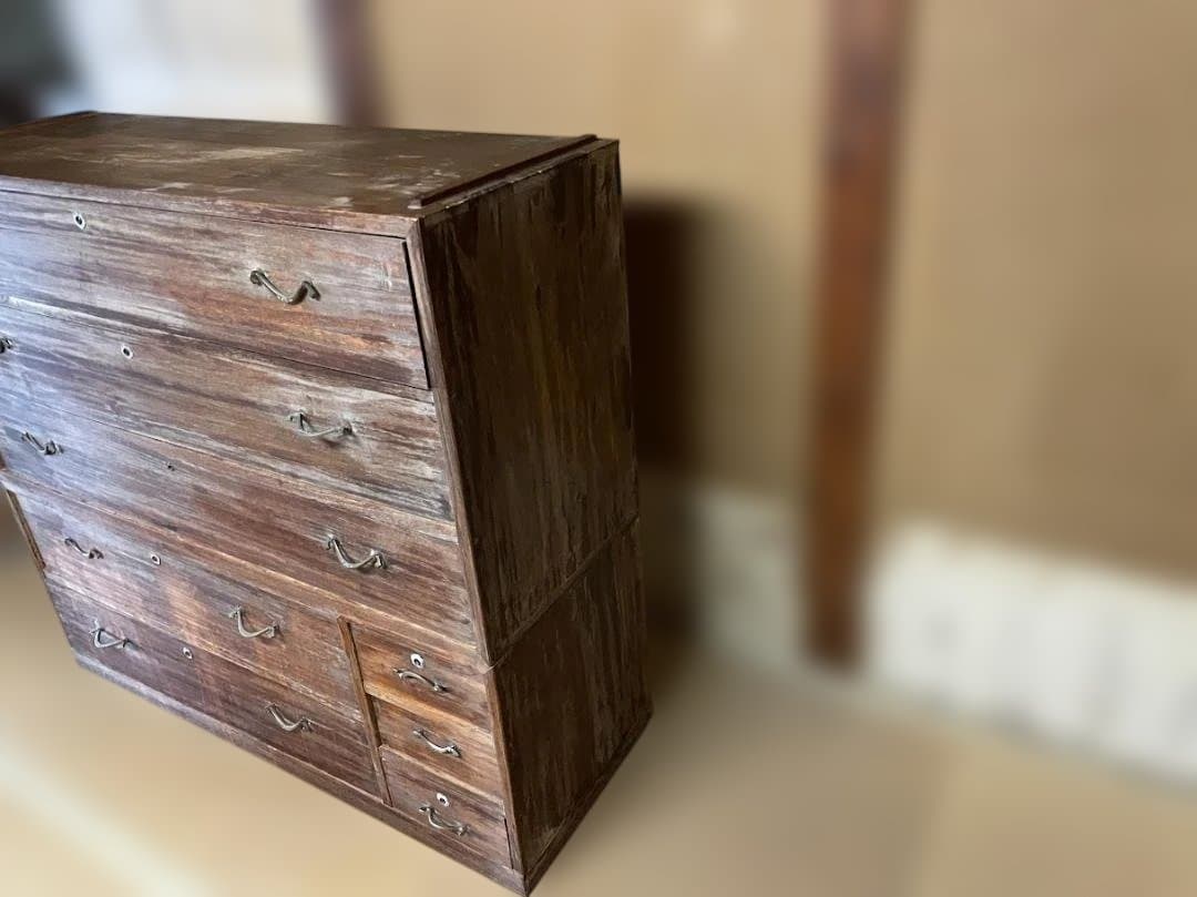 【100年前の嫁入り道具】総桐箪笥 内部極美品 菊金具 アンティーク【送料込】