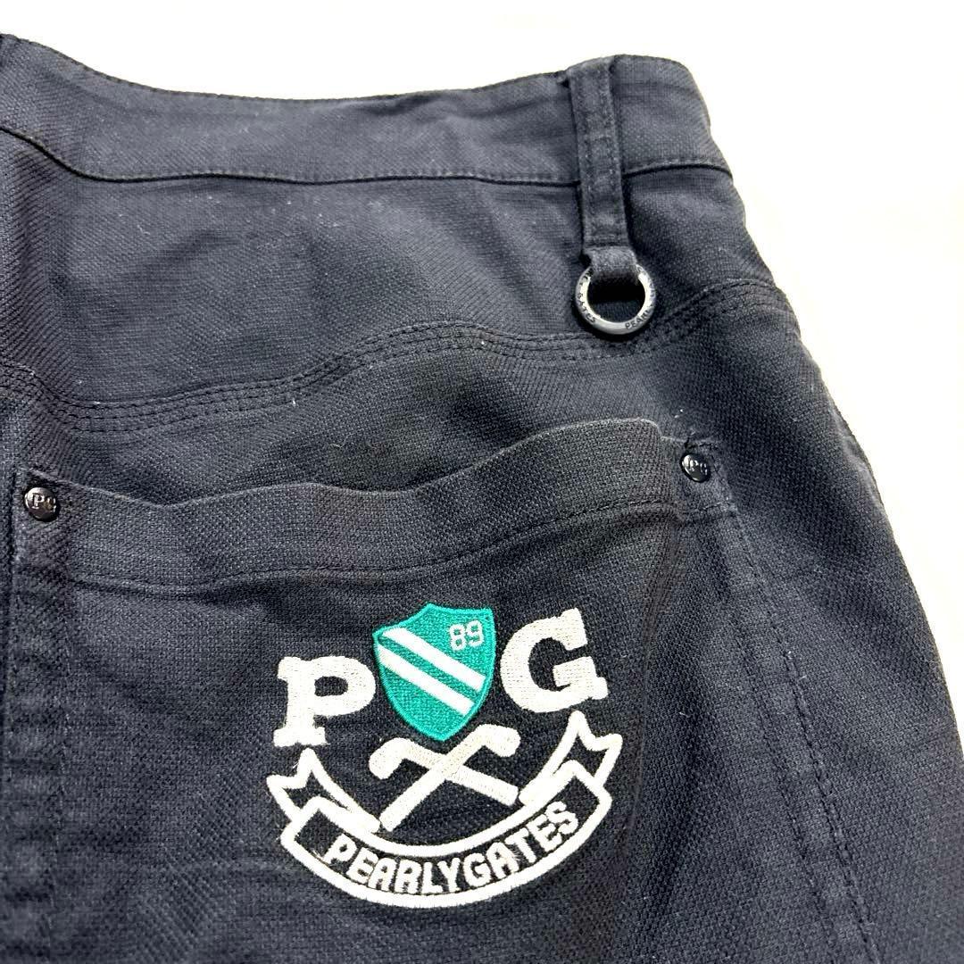 パーリーゲイツ　4/M メンズ　ロングパンツ　ブラック　刺繍ロゴ　バックロゴ