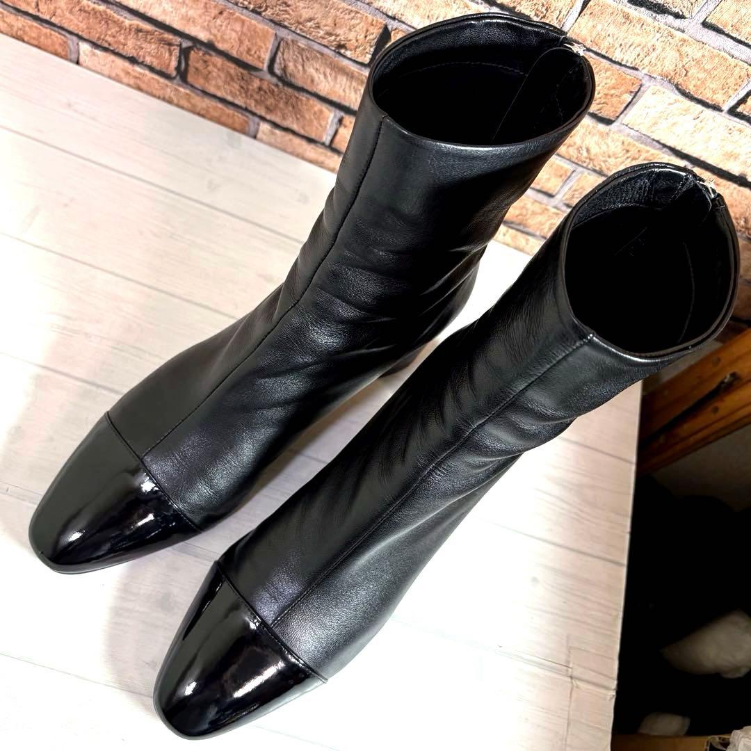 美品■FABIO RUSCONI■ショートブーツ✨バックジップ キャップトゥ