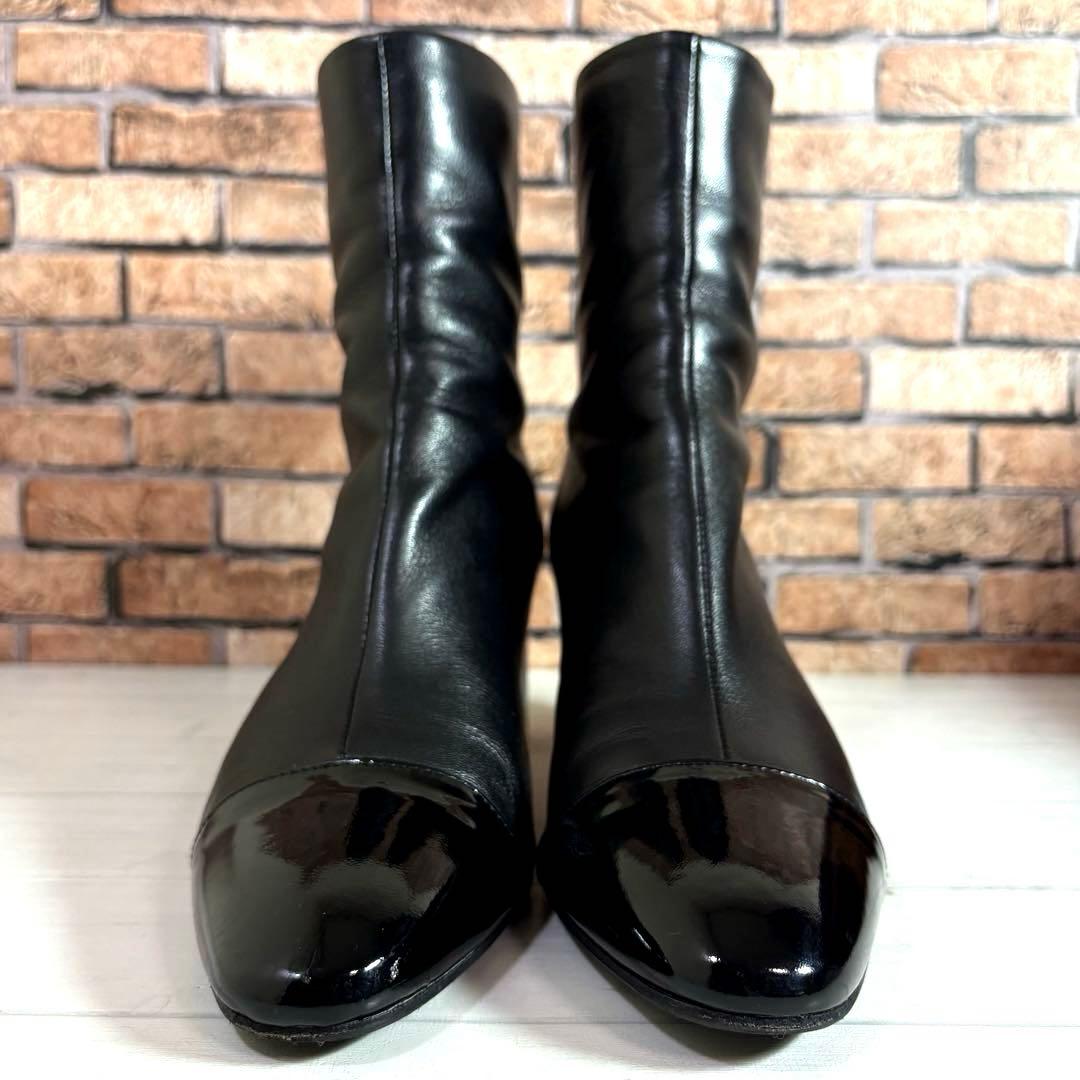 美品■FABIO RUSCONI■ショートブーツ✨バックジップ キャップトゥ