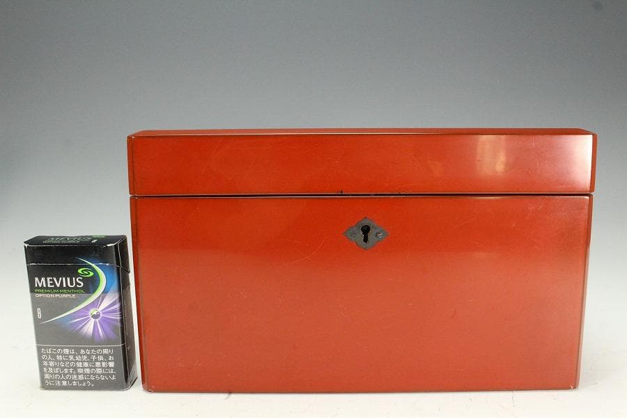 輪島塗 笹蒔絵 朱塗 宝石箱 共箱(K-A417)