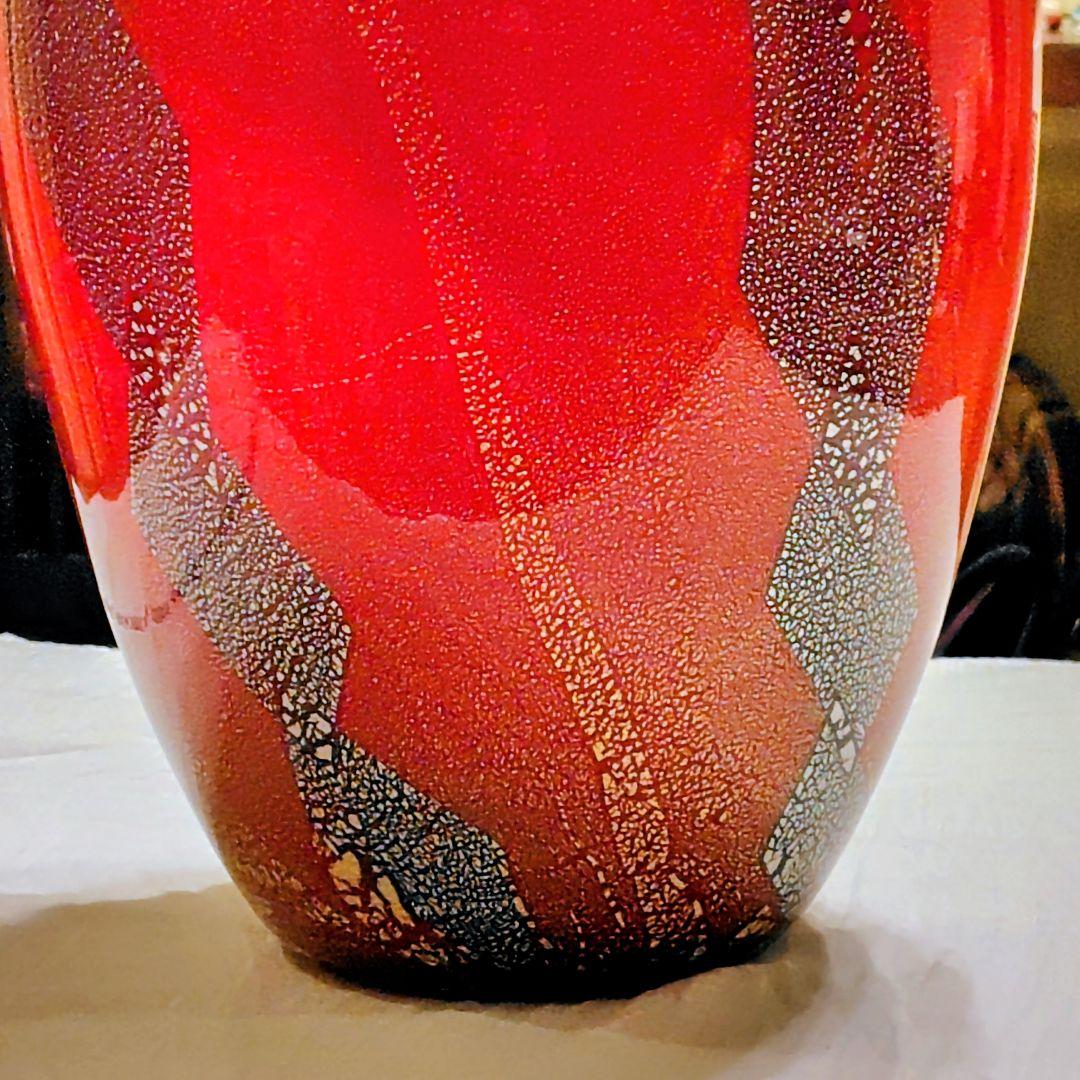 【極美品】琉球ガラス 名工 末吉清一作 大壺 花瓶 共箱・経歴書付 金箔 銀箔