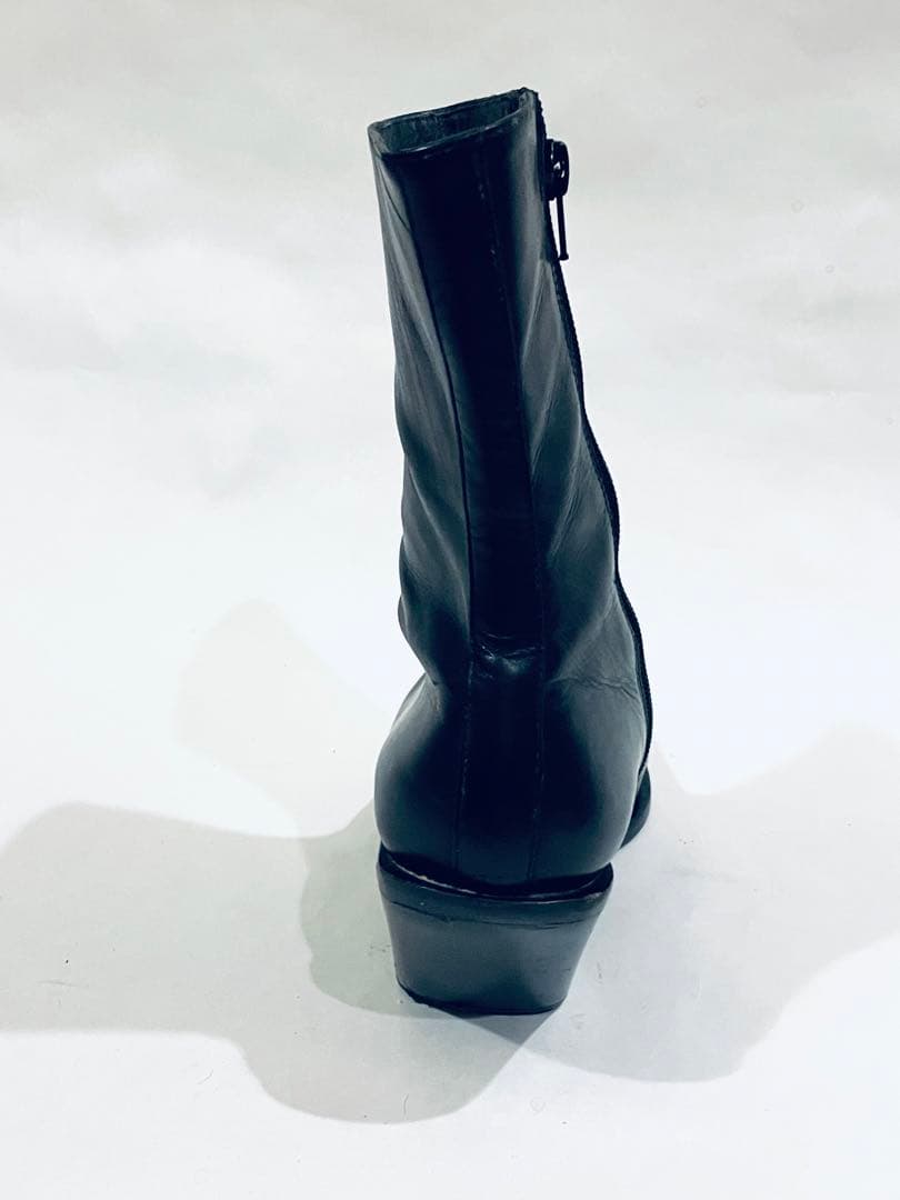 Ann demeulemeester レザー ブラック スクエアトゥブーツ