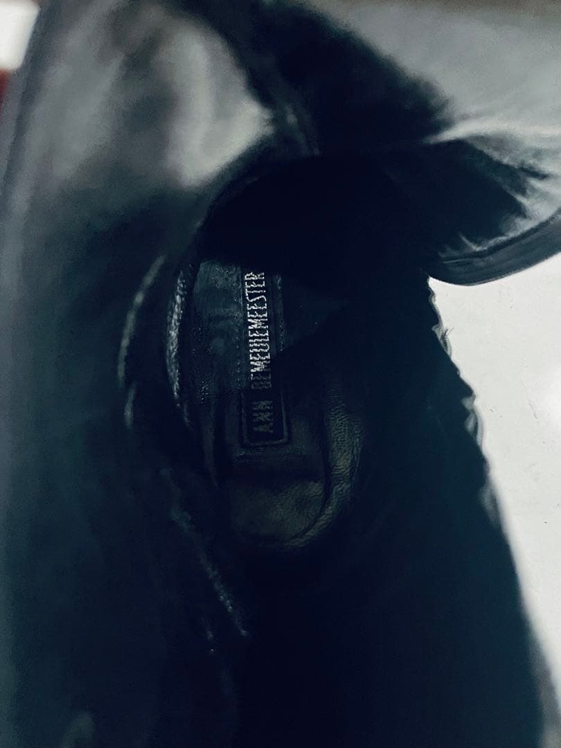 Ann demeulemeester レザー ブラック スクエアトゥブーツ