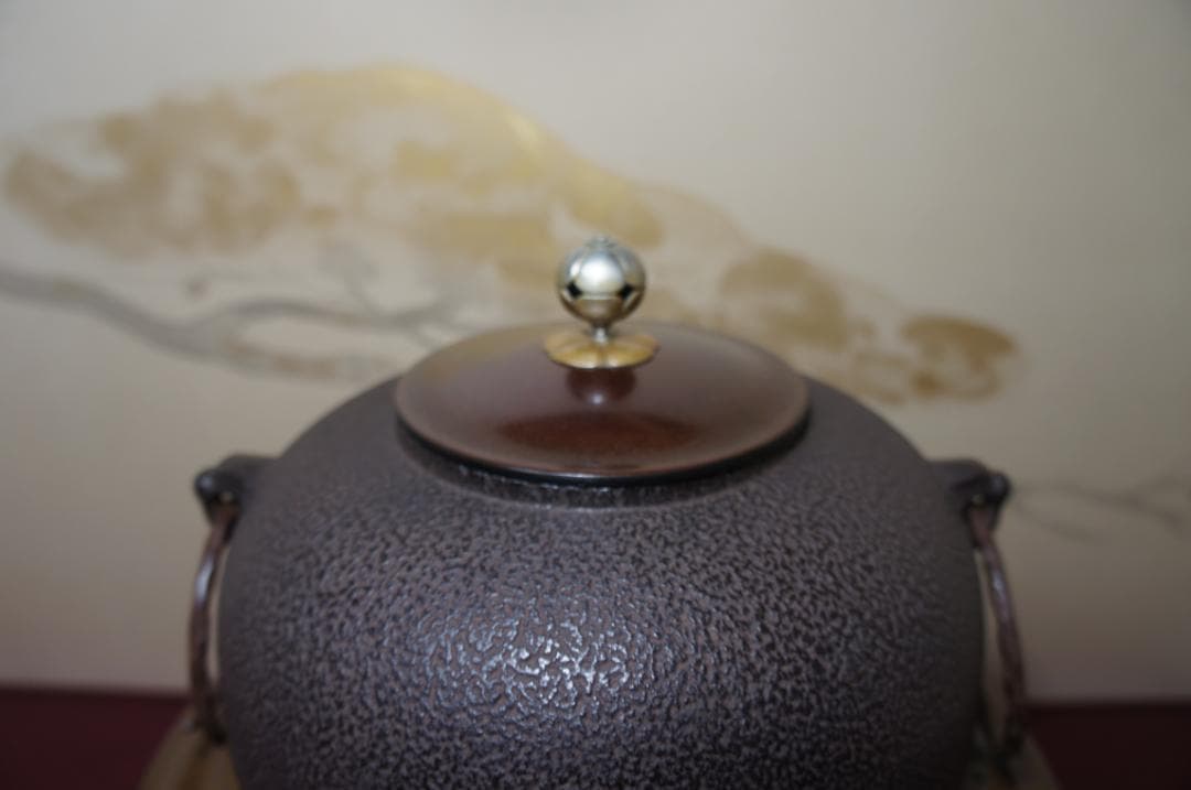 専用☆唐銅朝鮮風炉釜 南鐐(銀)摘み唐銅蓋 釜鐶 410W電熱器 敷板送料込み