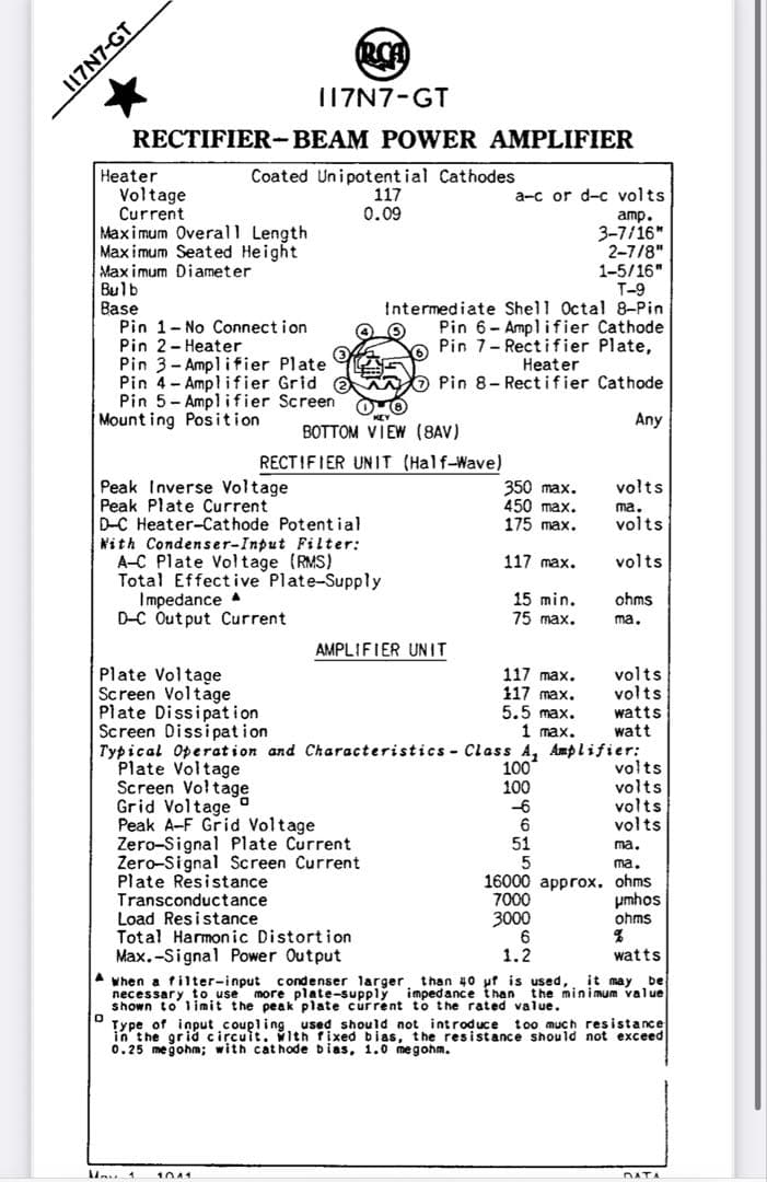 RCA117N シングルアンプ 自作 真空管アンプ