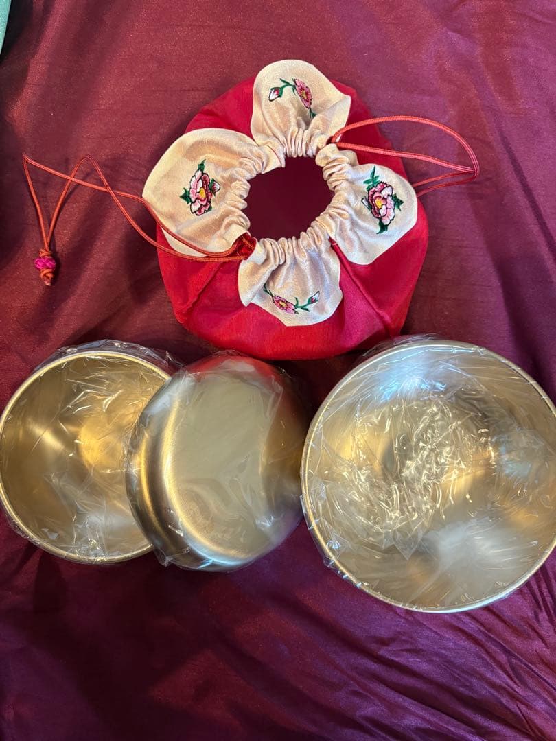 未使用 韓国伝統真鍮食器　箸 スプーン フォーク お茶碗 蓋 お皿 おちょこ