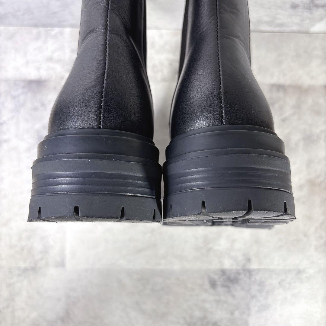 未使用級 トニービアンコ サイドゴアブーツ 23 トラックソール 厚底 本革