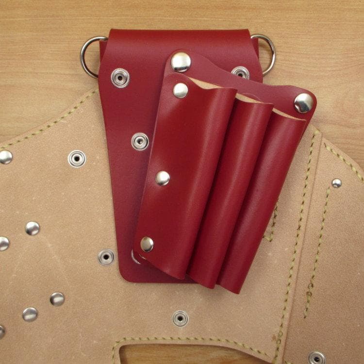 専用　赤色 サドルレザー　６丁　革ベルト付　シザーケース　SCL-150/CRB