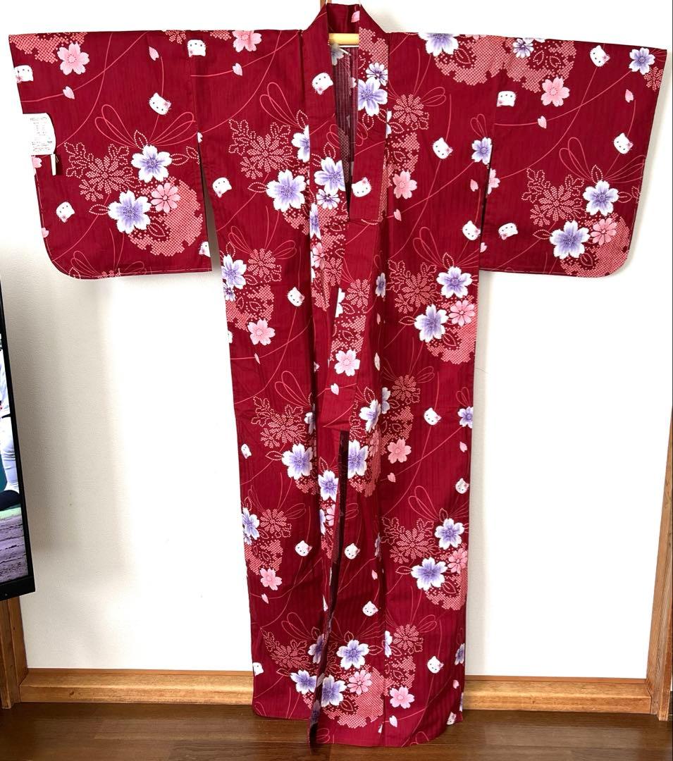 サンリオSanrio ハローキティ2005年製大人　浴衣　未使用品　花柄　レア