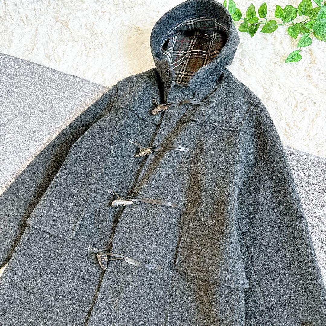 美品　バーバリーブラックレーベル　ダッフルコート　ロング　チェック柄　ウール　L