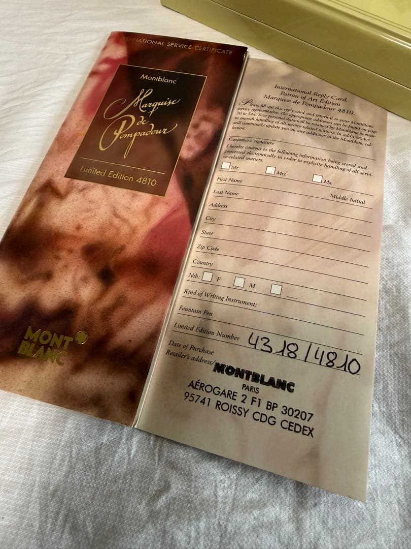 モンブラン万年筆特別限定品、ポンバドゥール侯爵夫人4810